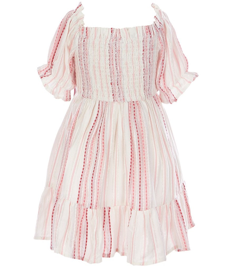 Rare Editions Little Girls 4-6X Puffed-Sleeve Striped Gauze A-Line Dress
