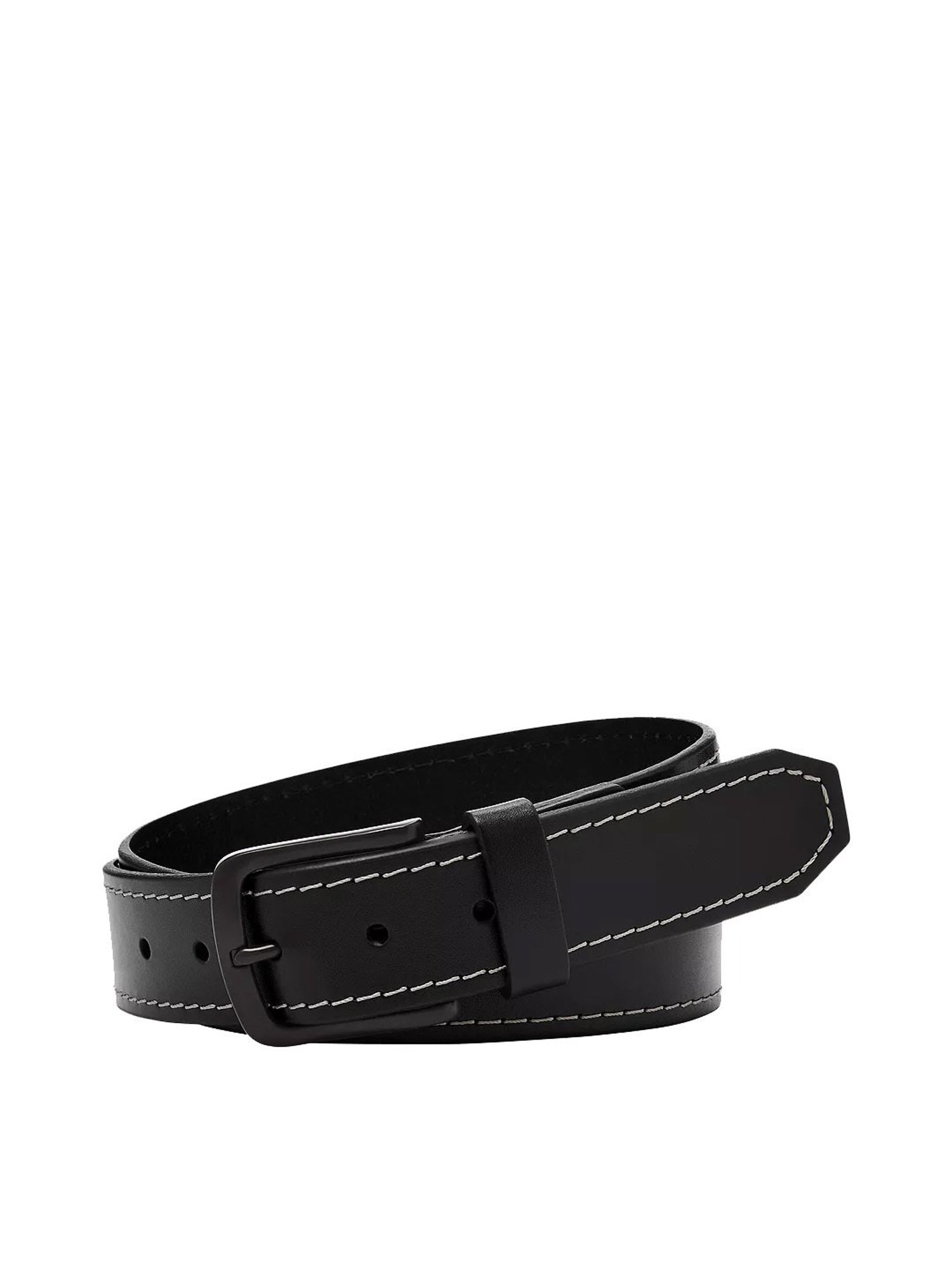 Fossil Julian Black Leather Solid Waist Belt