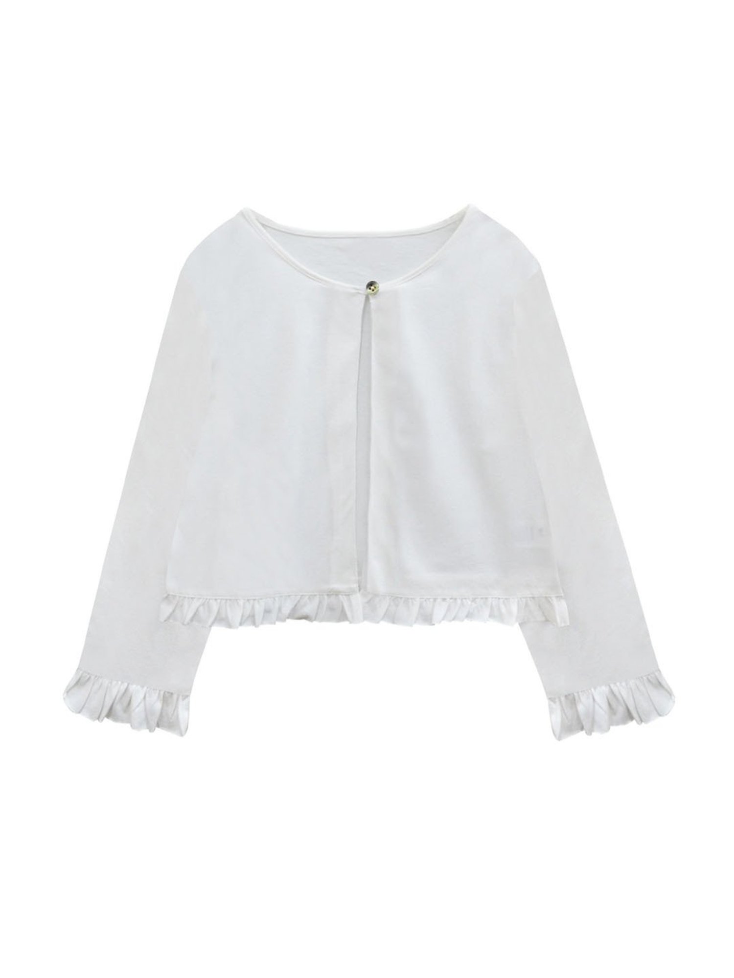 A.T.U.N. White Solid Full Sleeves Cardigan