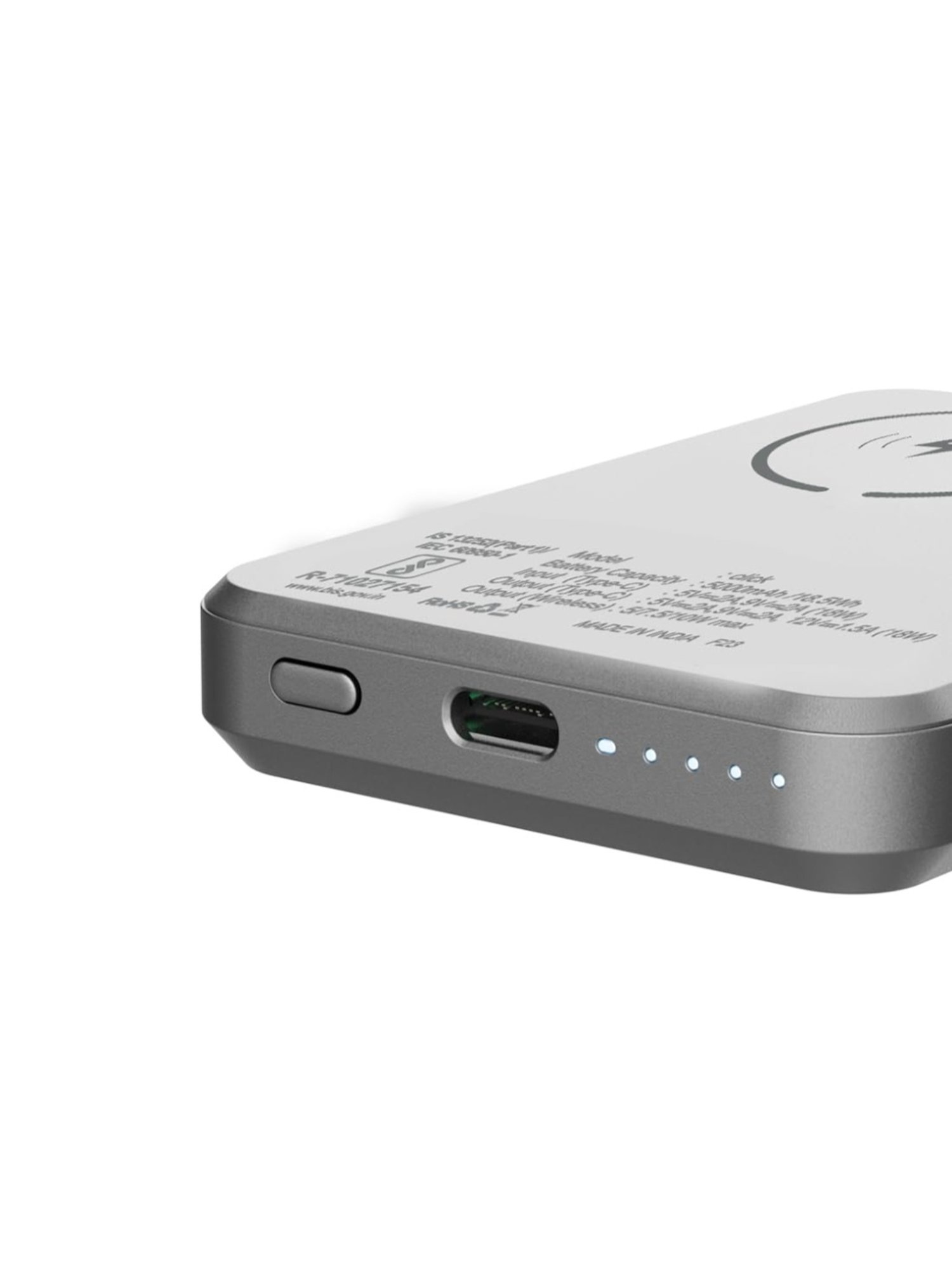 Stuffcool Click 5000mAh Magnetic Wireless Powerbank with 18W PD Type C Port (Metallic Grey)