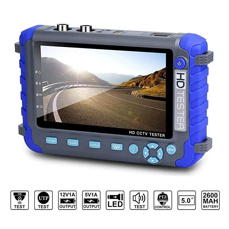 5 Inch 4 In 1 CCTV Camera Tester AHD TVI CVI HD Coaxial Support Video Monitor Analog Video Test with PTZ Controller Image Generator DC 12V Output IV8C
