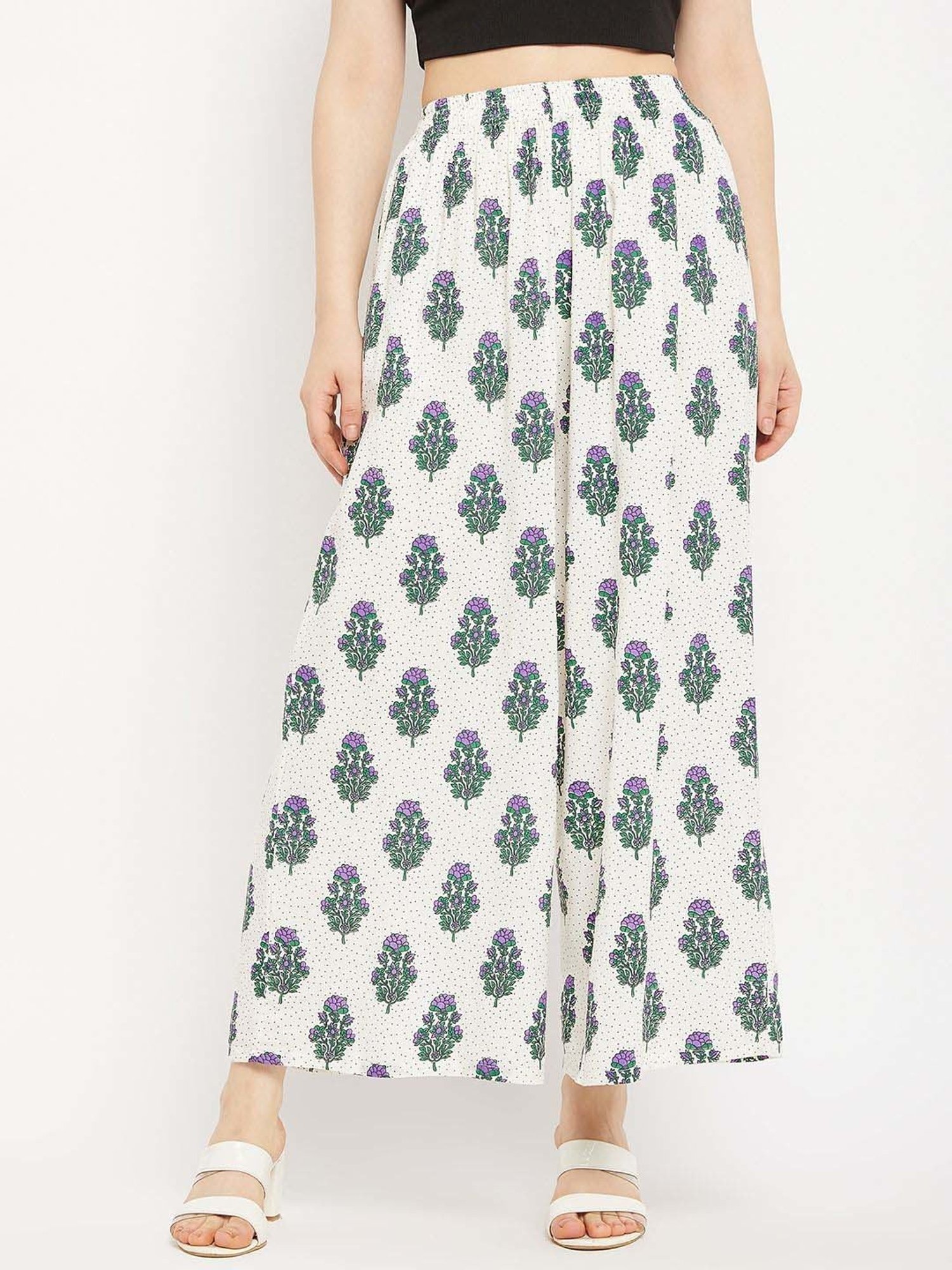 Castle Off-White Printed Palazzos