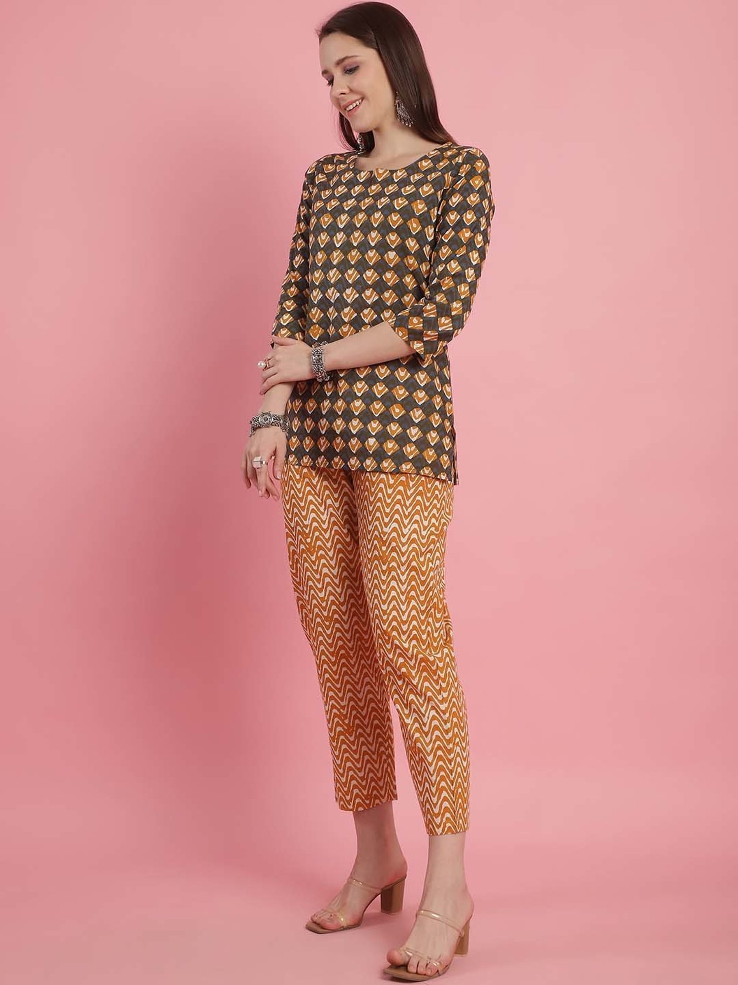 Prakrti Multicolored Cotton Printed Top Pant Set