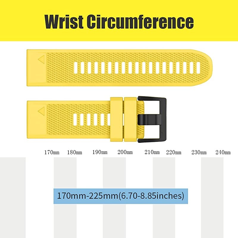 Compatible with Fenix 5 Band Easy Fit 22mm Width Soft Silicone Watch Strap Replacement for Fenix 5Fenix 5 PlusForerunner 935Approach S60Quatix 5 Yellow