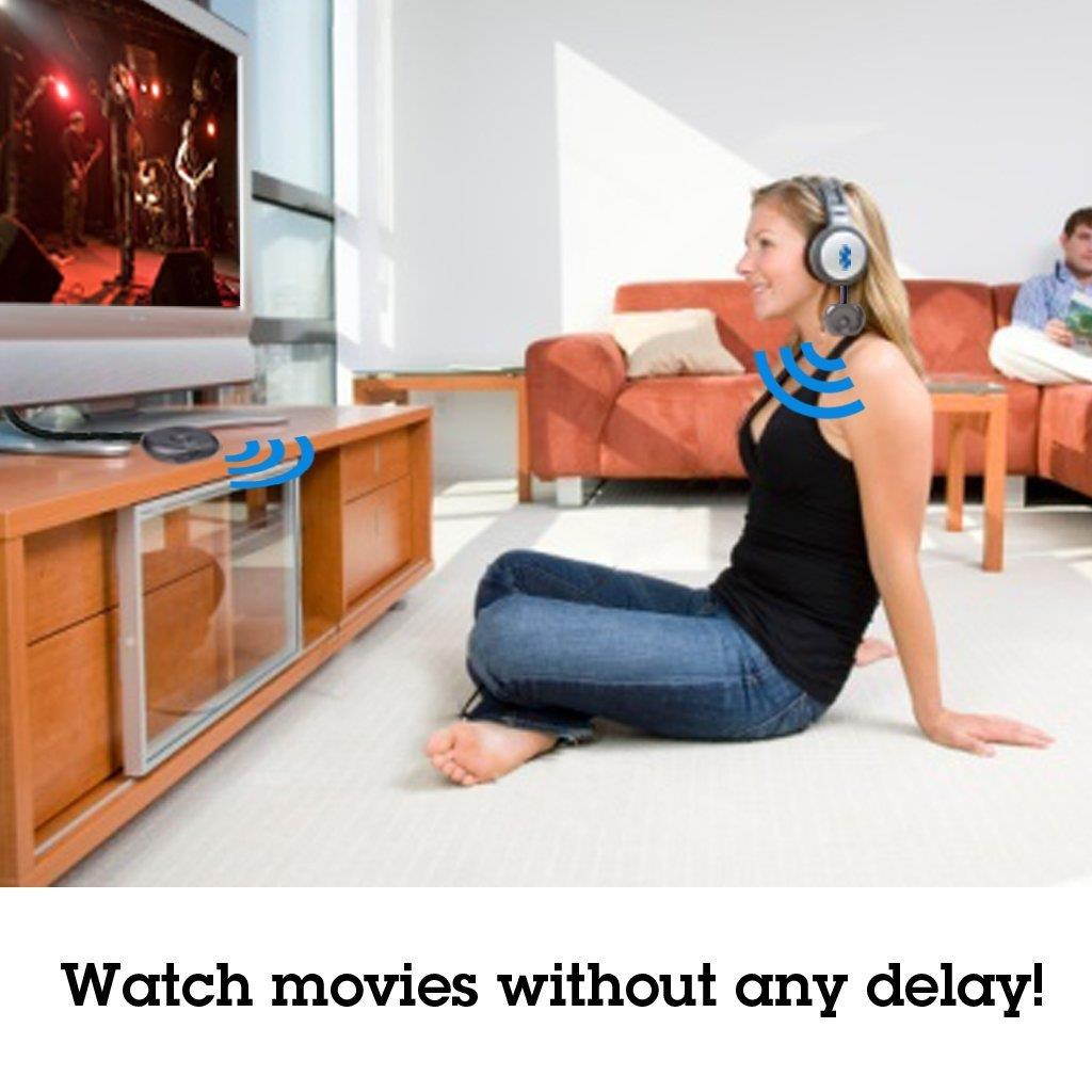 Avantree Pre-paired 2 PCS APTX LOW LATENCY Certified bluetooth transmitter for tv and reciver for wired headphones - Wireless watch tv without LIP SYNC DELAY