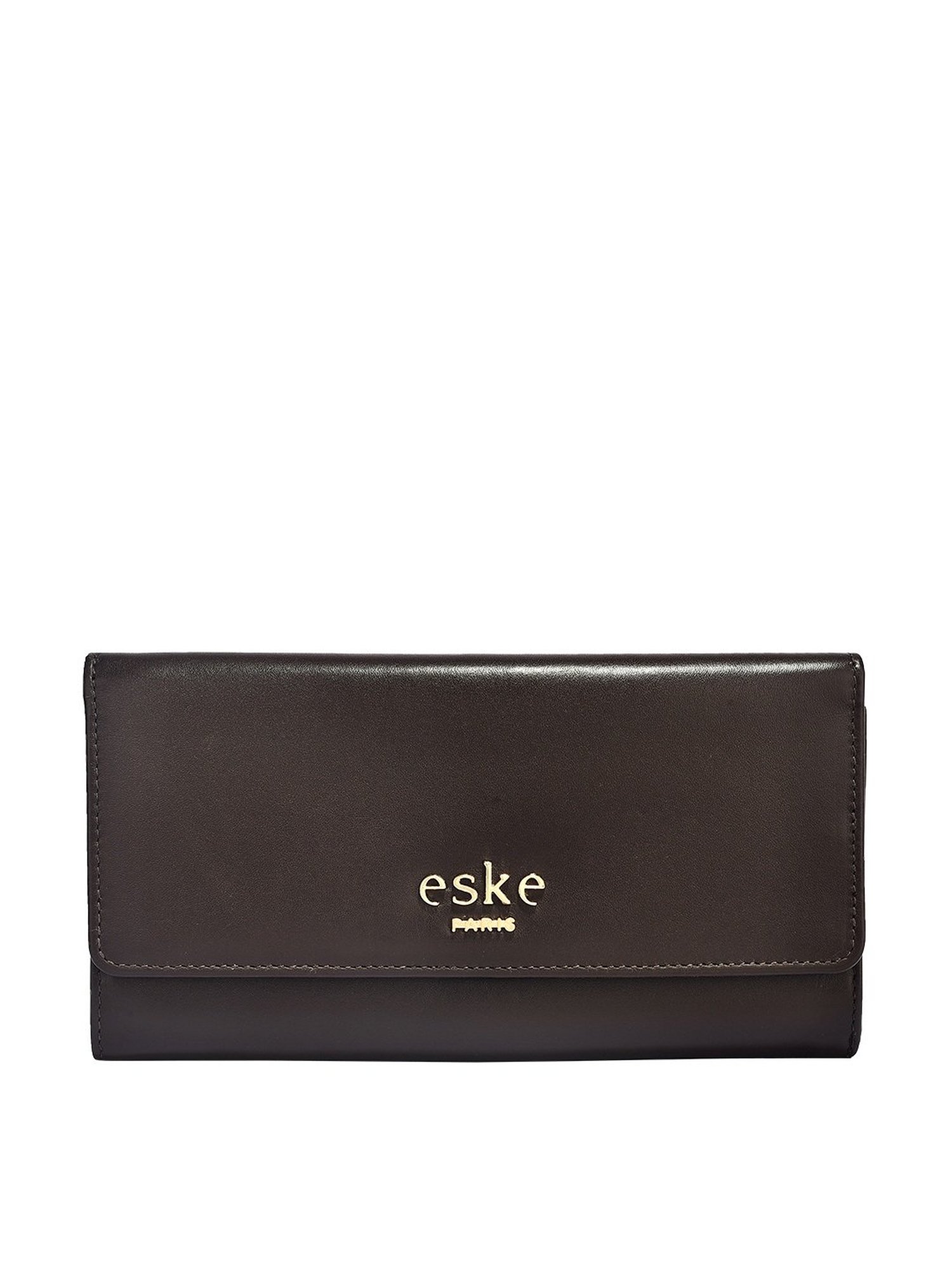 Eske Claire Brown Solid Tri-Fold Wallet for Women