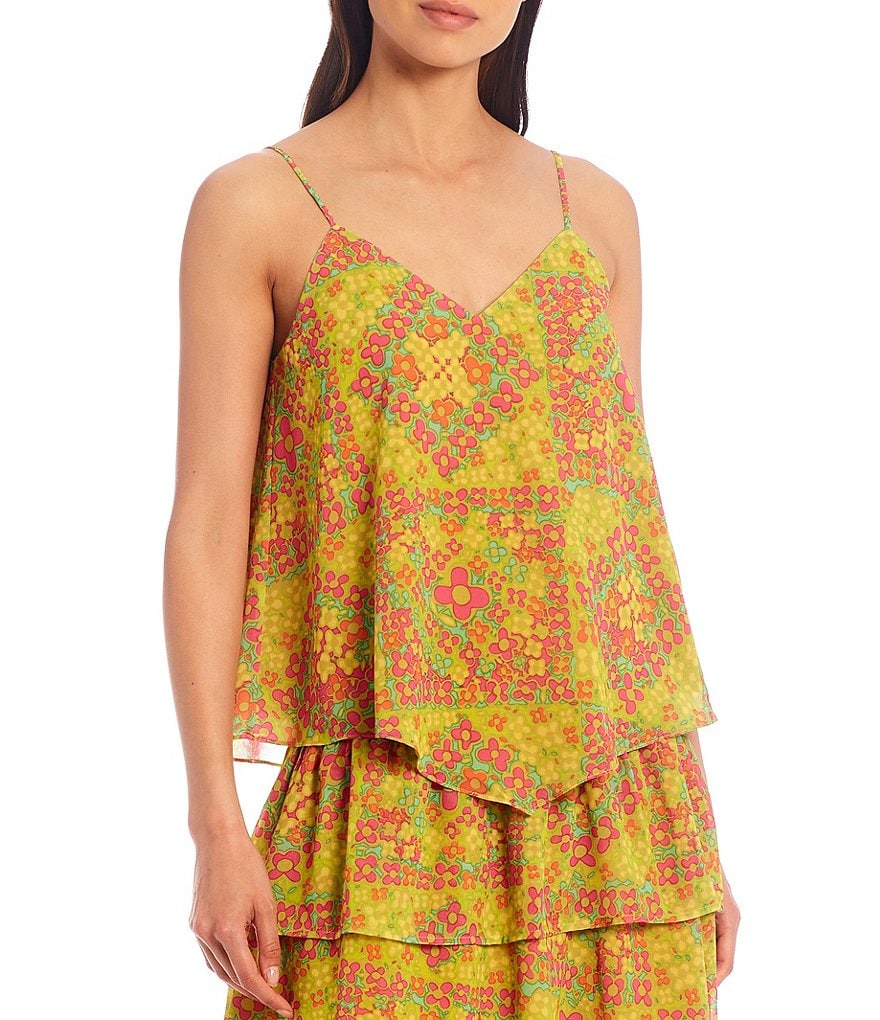 Julie Brown Tory Printed Sleeveless Coordinating V-Neck Tank