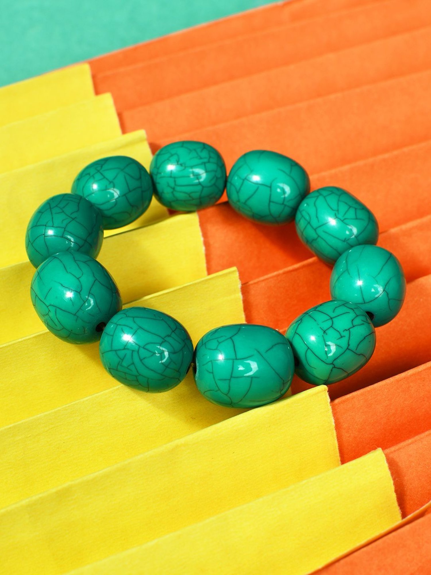 IMLI STREET Turquoise Artificial Stone Stretchable Bracelet for Women