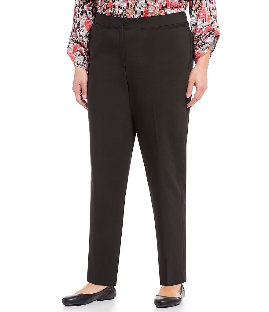 Ruby Rd. Plus Size Flat Front Double Face Stretch Ankle Pants