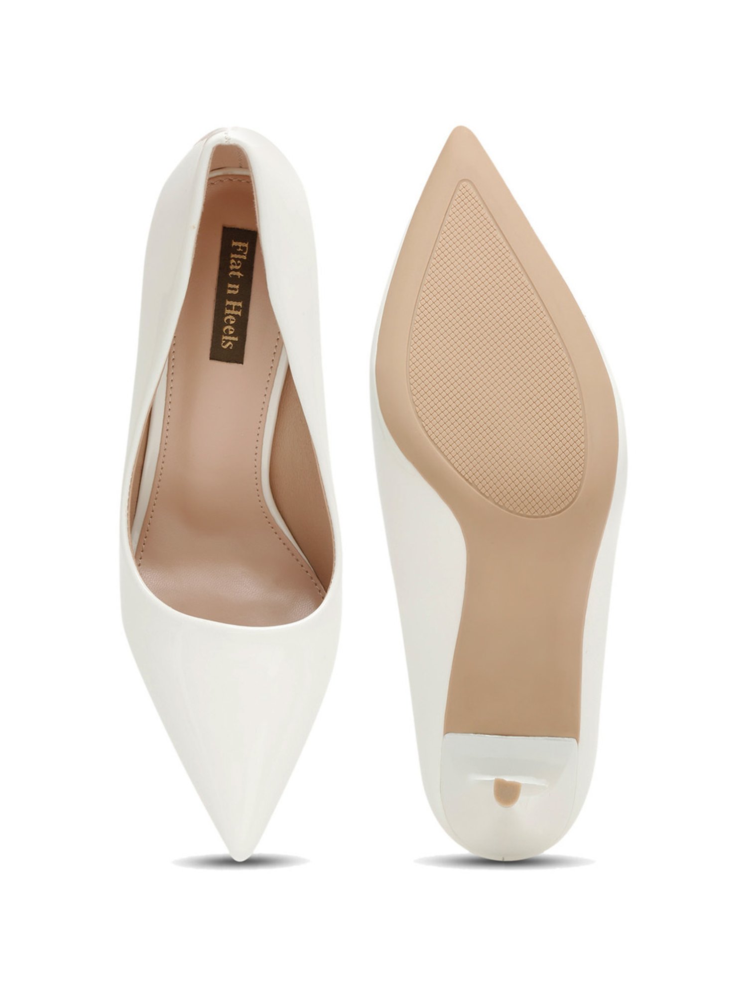 Flat N Heels Women's White Stiletto Pumps