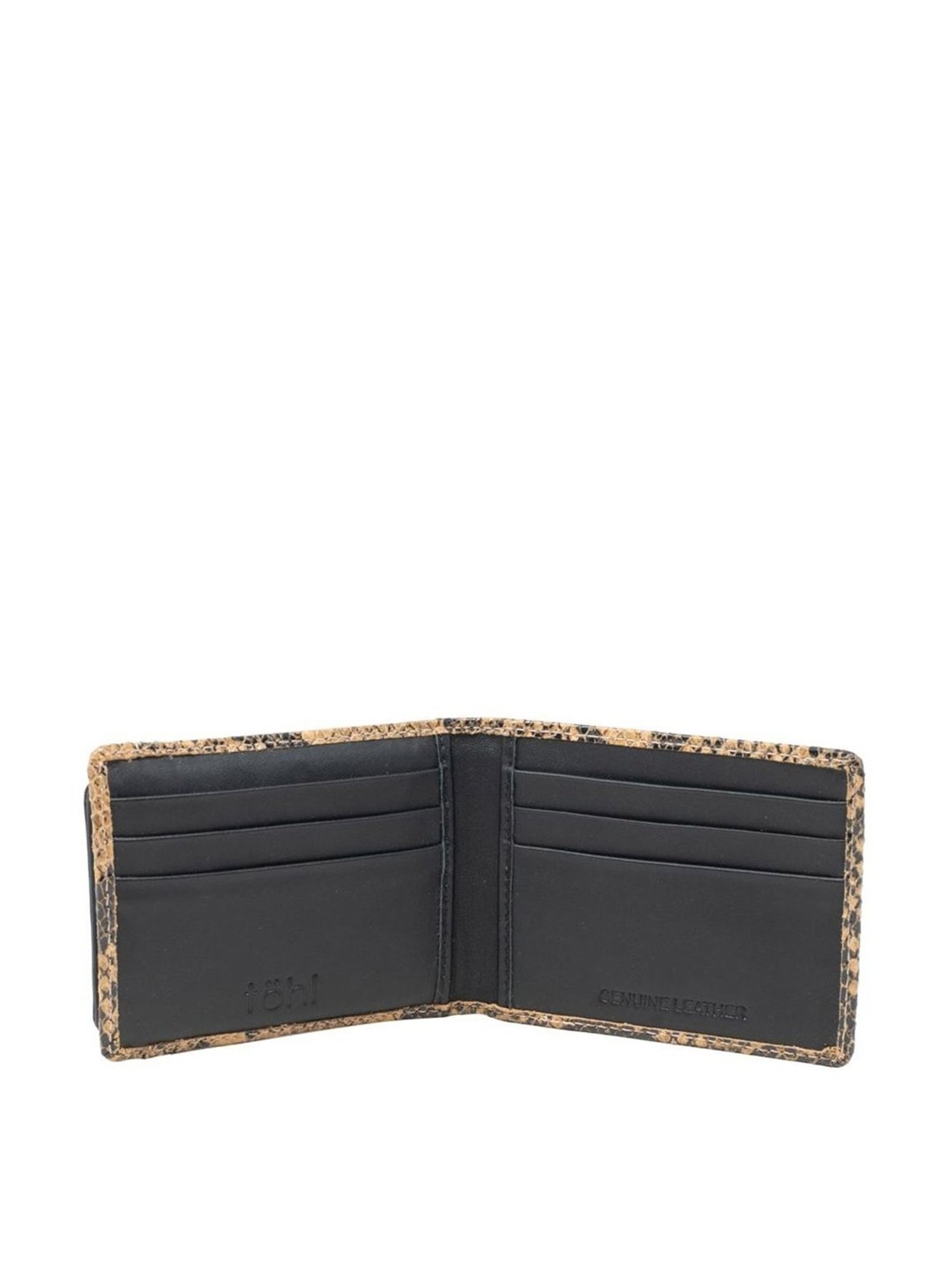 Tohl Beige Casual Leather Bi-Fold Wallet with Card Holder for Men