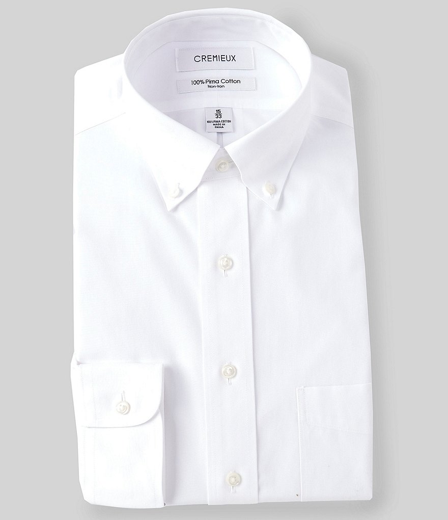 Gold Label Roundtree & Yorke Non-Iron Fitted Button-Down Collar Solid Dress Shirt