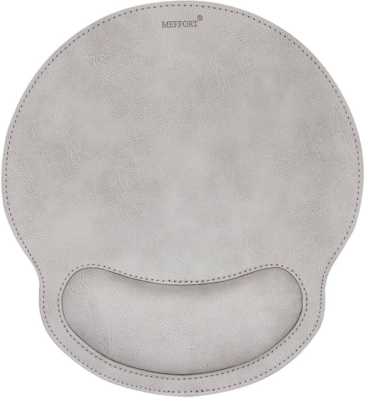 Meffort Inc Leather Mouse Pad with Wrist Rest Support & Non-Slip Base, Durable Ergonomic Gaming Mousepad - Gray