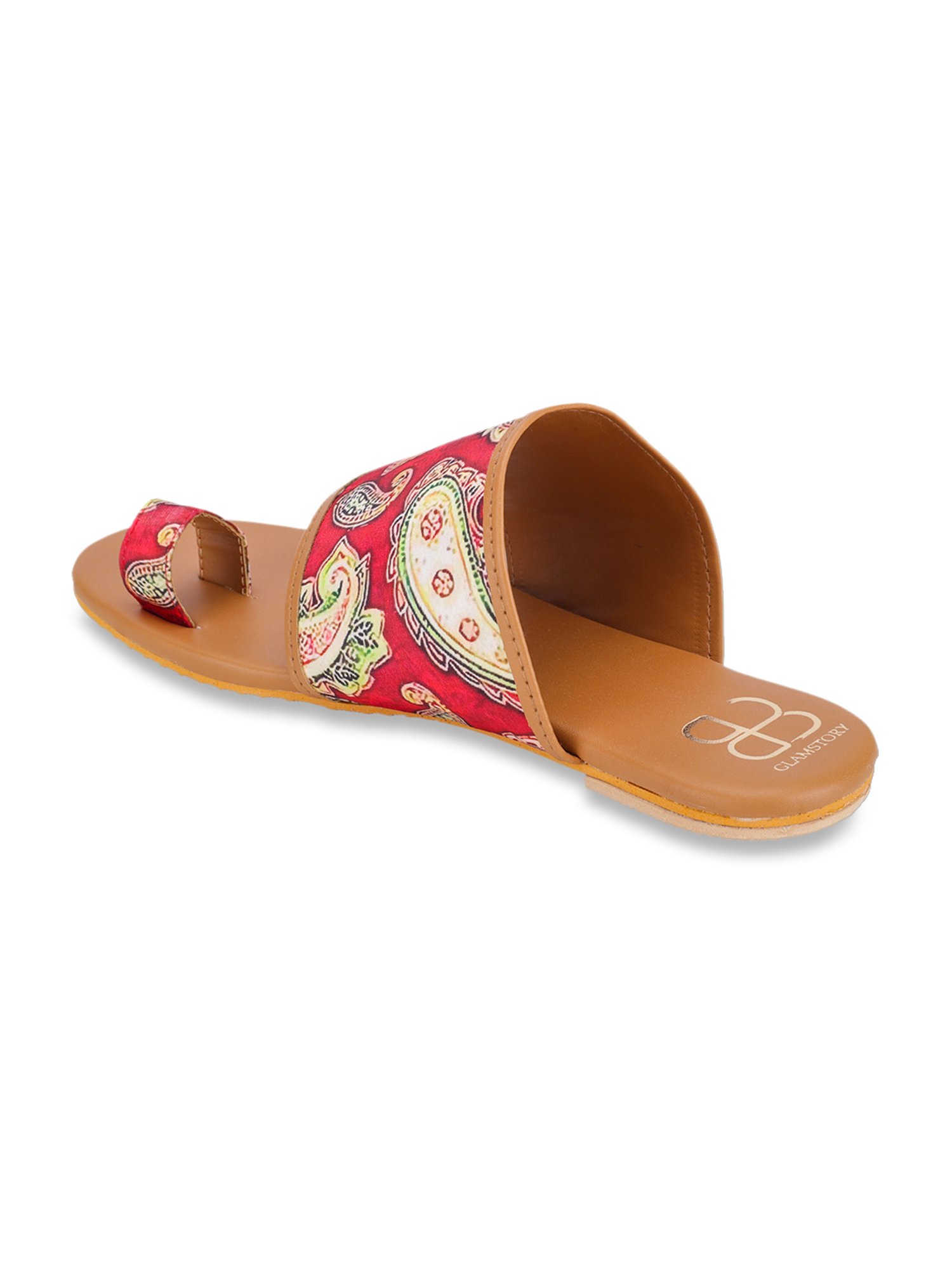 Glam Story Women's Masakali Red Toe Ring Sandals