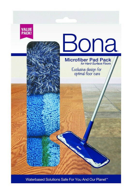 Bona  Microplus  4 in. W x 15 in. L Wet  Microfiber  Mop Pad  3 pk
