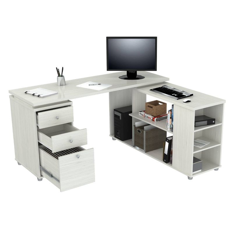 L Shaped Computer Work Station Washed Oak - Inval