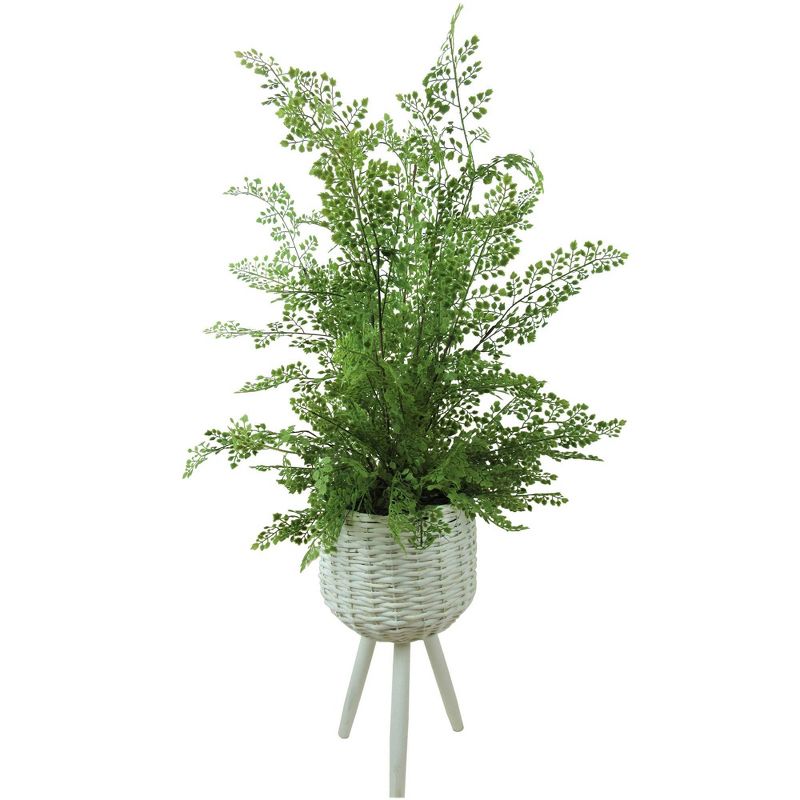 46" x 18" Artificial Maiden Hair Fern Plant in Basket Stand - LCG Florals
