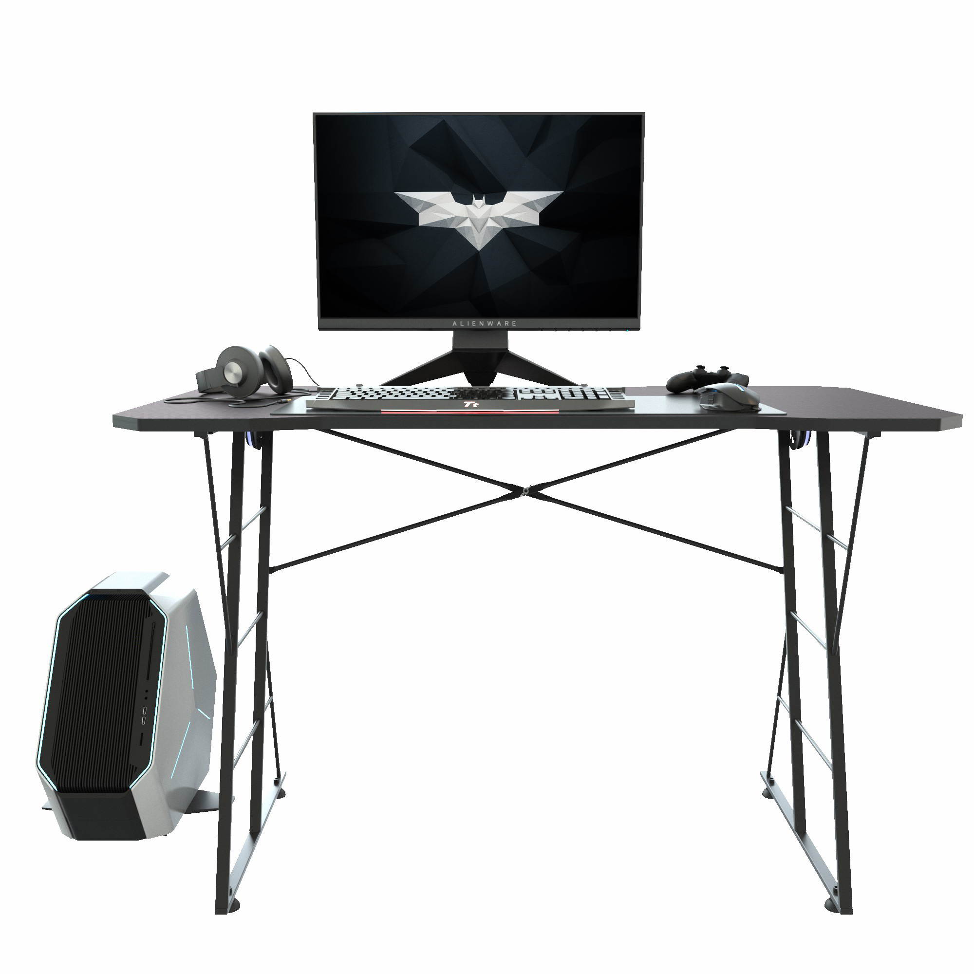 48 Inch Gaming Desk PC Computer Desk Home Office Table with Cup Holder Home Office Computer Desk Workstation Black