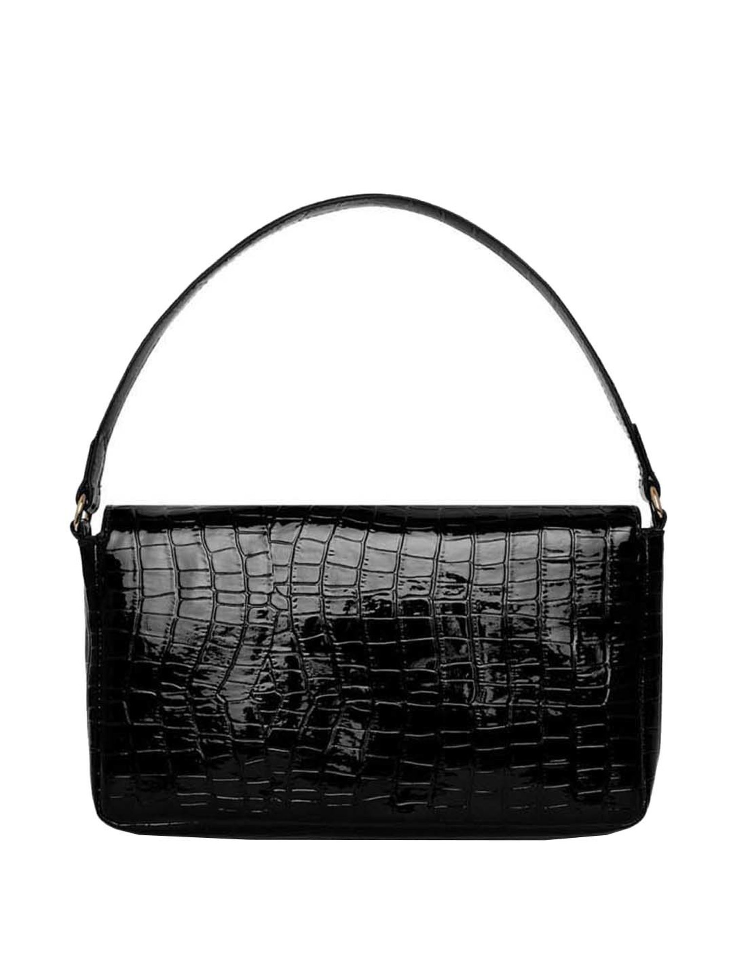 KLEIO Black Textured Medium Handbag