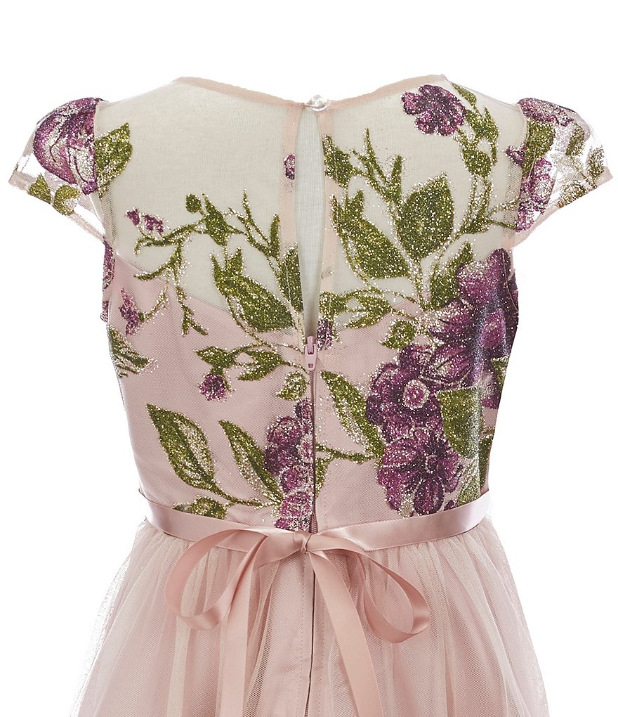 Rare Editions Big Girls 7-16 Border-Print Mesh Fit-And-Flare Dress