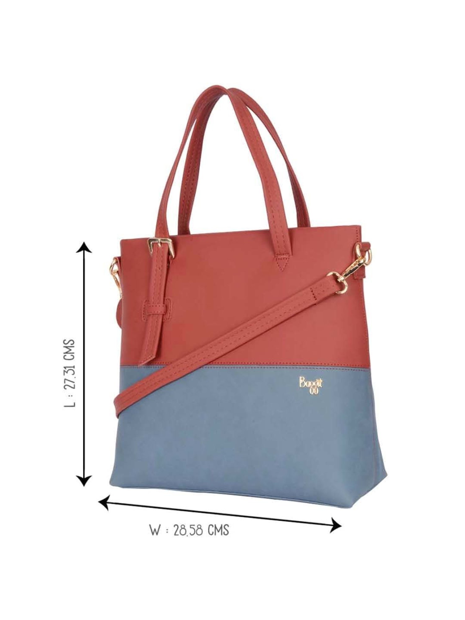 Baggit Red Color Block Medium Tote Handbag