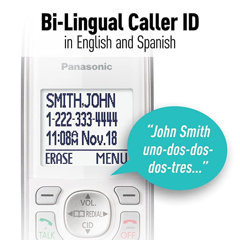 Expandable Cordless Phone System with Answering Machine and Call Block - 3 Cordless Handsets - KX-TGD533W (White/Silver)