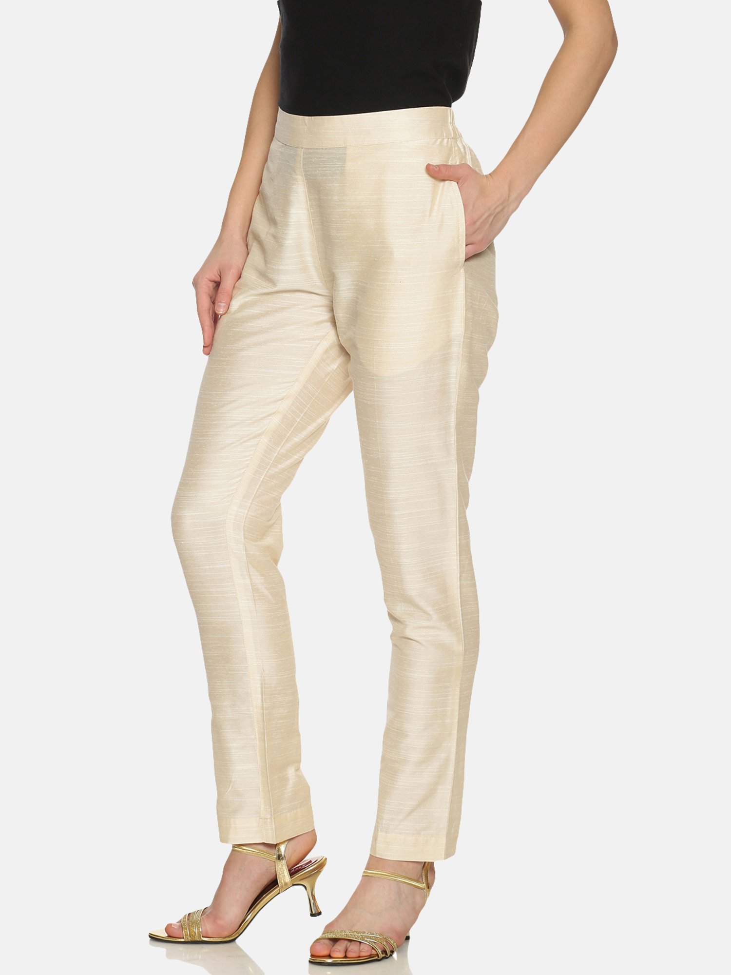 Saffron Threads Off-White Regular Fit Pants