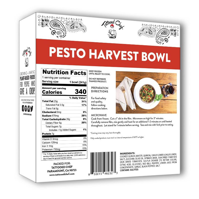 Tattooed Chef Frozen Pesto Harvest Bowl - 8.5oz