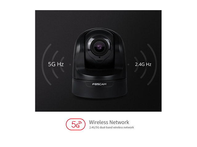 Foscam Z2 1080P Pan&Tilt 2.4/5Ghz Dual Band WiFi IP Security Camera with 4X Optical Zoom, Home Surveillance Camera with Motion/Sound Detection,26ft Night Vision, Free Cloud Service Available,Black