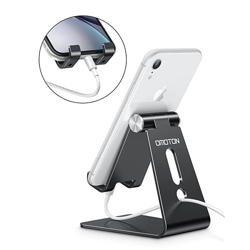 Adjustable Cell Phone Stand  C2 Aluminum Desktop Phone Holder Dock Compatible with iPhone 11 Pro Max Xs XR 8 Plus 7 6 Samsung Galaxy Google Pixel Android Phones Black