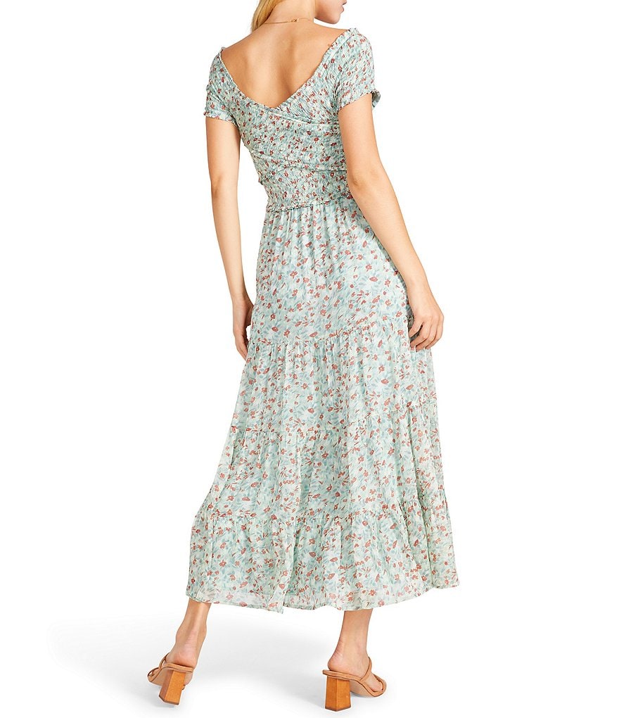 BB Dakota by Steve Madden Joie De Vivre Floral Print Smocked Midi Dress