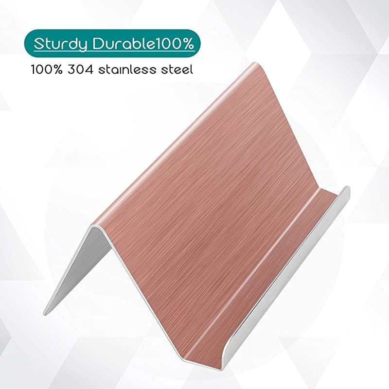 Business Card Holder for Desk Business Card Display Holders Metal Business Cards Stand Desktop Name Card Organizer, Capacity: 50 Cards, 3 Pack, Rose Gold, Brushed Stainless Steel