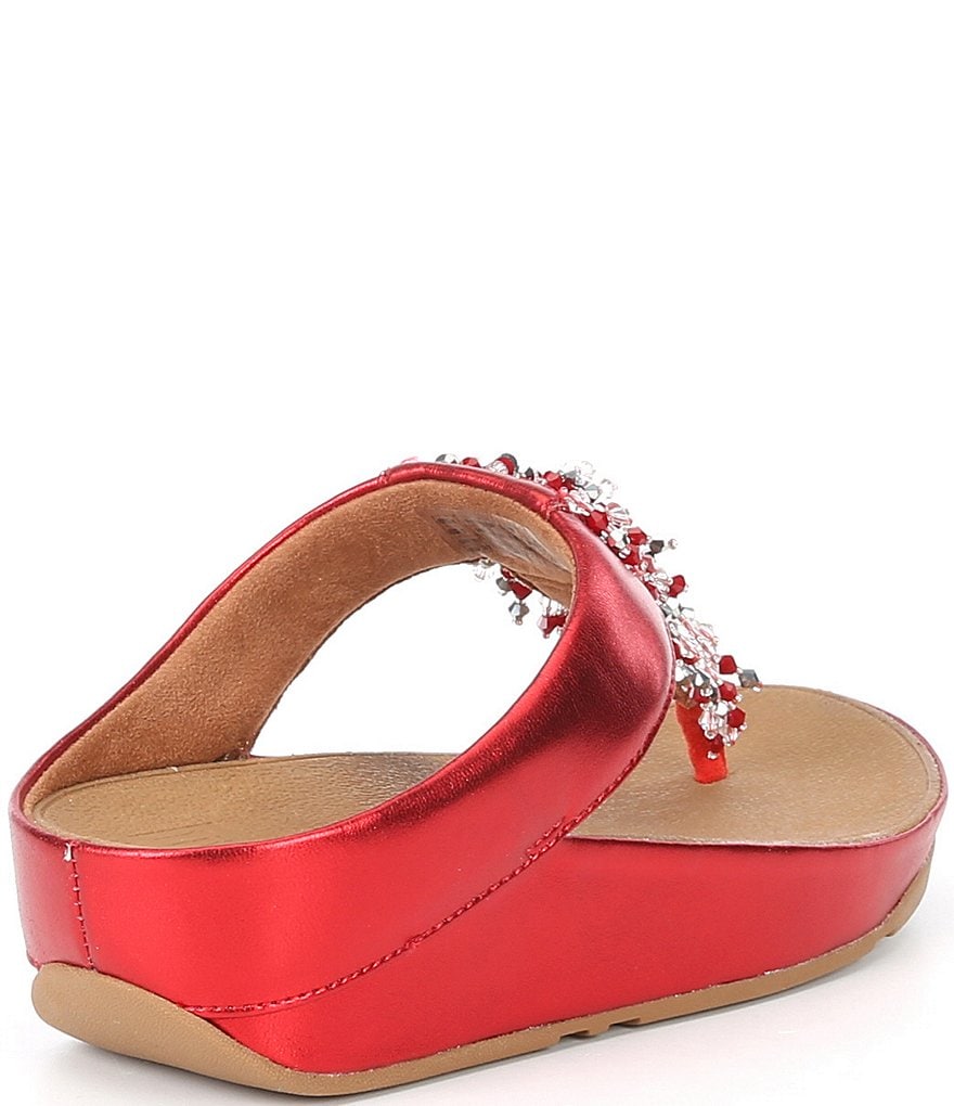 FitFlop Rumba Beaded Fringe Detail Toe-Post Wedge Sandals