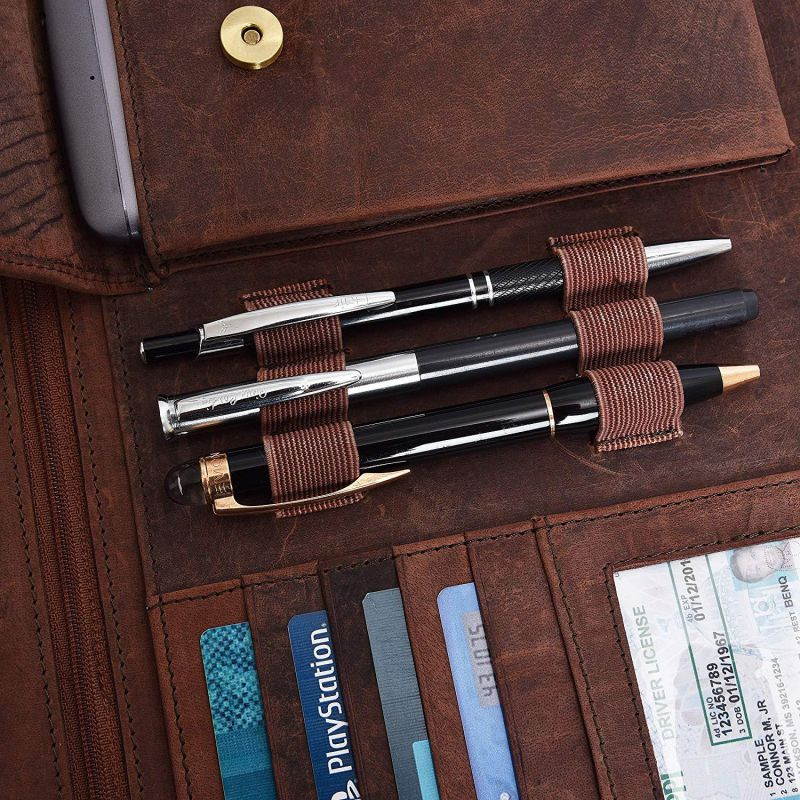 Crazy Horse Business Padfolio Portfolio - Professional Executive Zippered Binder Folder 13.5 x 11 Inches Unisex Notepad Folio School Organizer