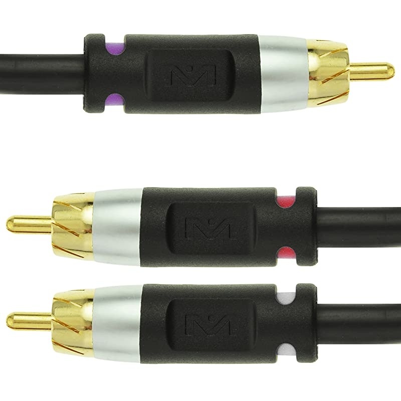 Ultra Series RCA YAdapter 8 Feet 1Male to 2Male for Digital Audio or Subwoofer Dual Shielded with RCA to RCA GoldPlated Connectors Black Part CYA1M2M8B