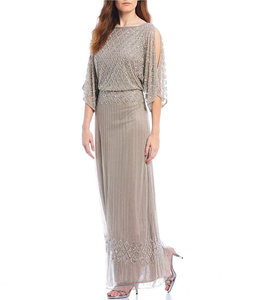 Pisarro Nights Beaded Bodice Blouson Gown