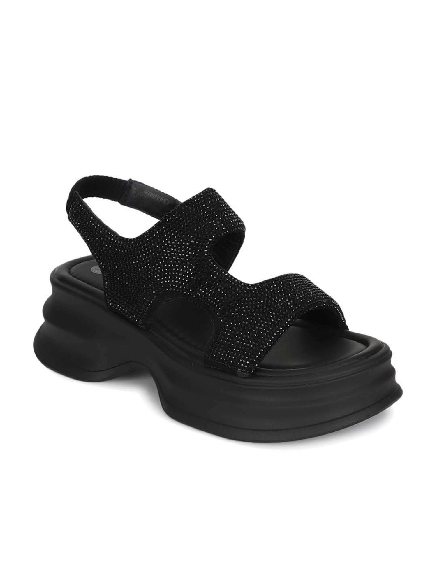 Truffle Collection Women's Black Sling Back Sandals