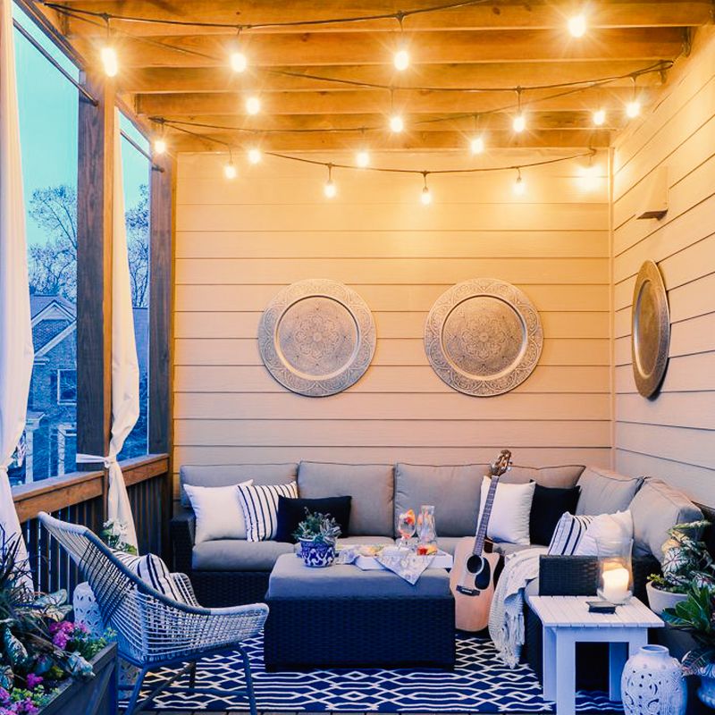 Brightech Ambience Pro Outdoor String Lights with 15 Hanging Sockets & Soft White LED Edison Bulb for Outside Backyard Cafe Patio or Porch, 48 Foot