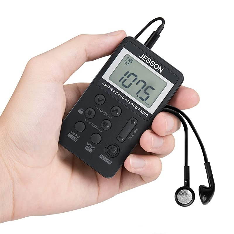 Personal AM FM Pocket Radio Portable Digital Tuning Stereo Radio with Earphone and Rechargeable Battery for Walk
