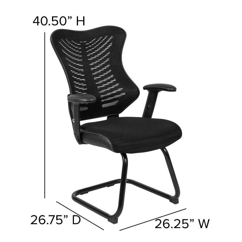 40.5" Designer Mesh Sled Base Side Reception Chair Black - Riverstone Furniture