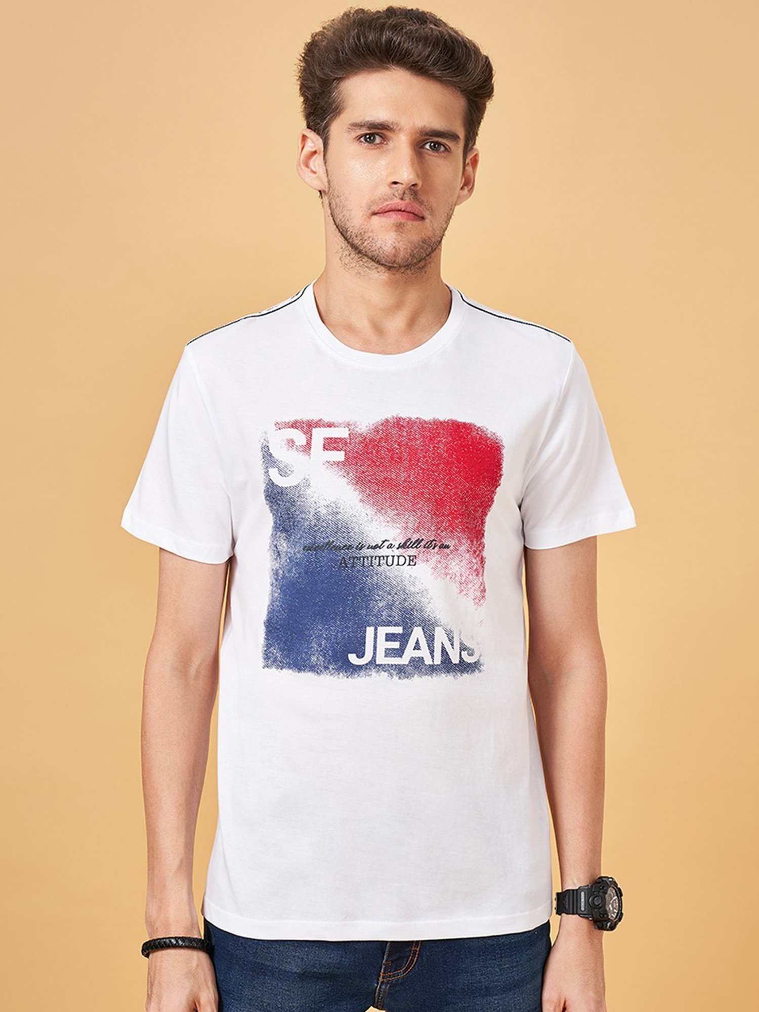 Sf Jeans By Pantaloons White Slim Fit T-Shirt