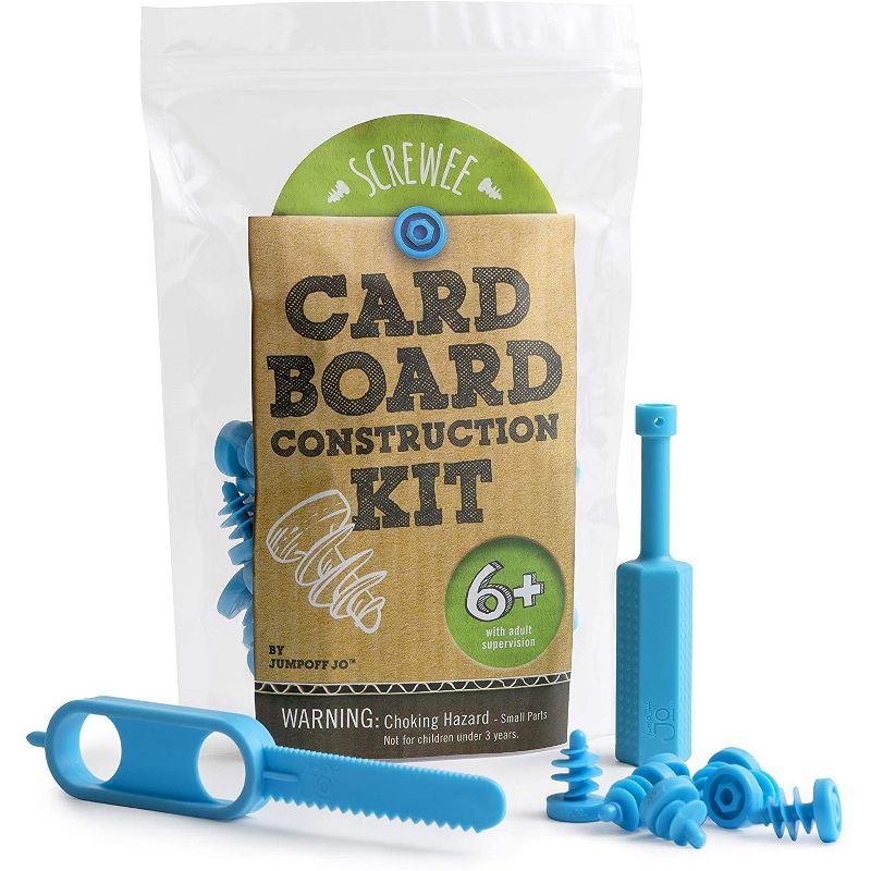 JumpOff Jo Cardboard Construction Kit 36 Cardboard Screws, 1 Screwdriver, 1 Cardboard Saw - for STEM, Engineering, Arts, and More, Ages 6+