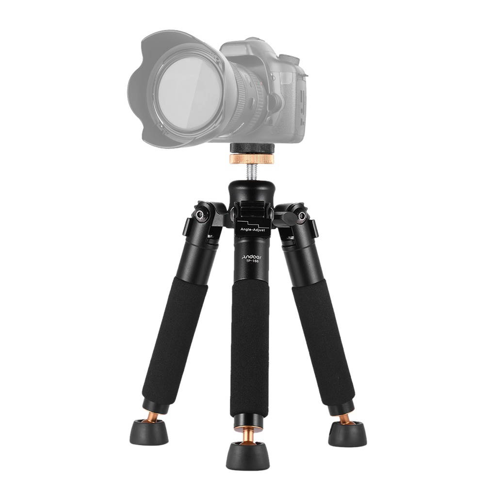 Andoer TP-166 Portable Tabletop Desktop Macro Mini Aluminum Alloy Tripod Unipod Monopod Stand Support Holder Stabilizer for Camera