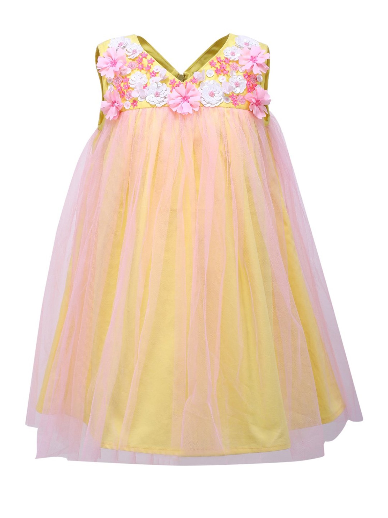 A Little Fable Kids Yellow Applique Dress