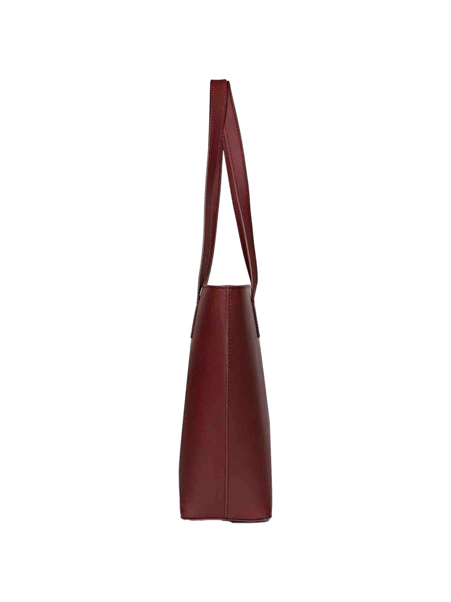 Saint G Brown Solid Medium Tote Handbag with pouch