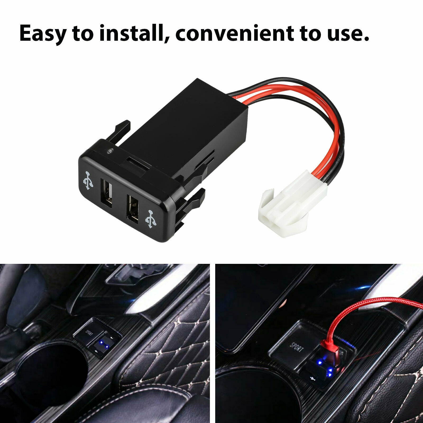 3.1A Car Charger Socket Dual 2 USB Port Charging Power Adapter Outlet for Toyota