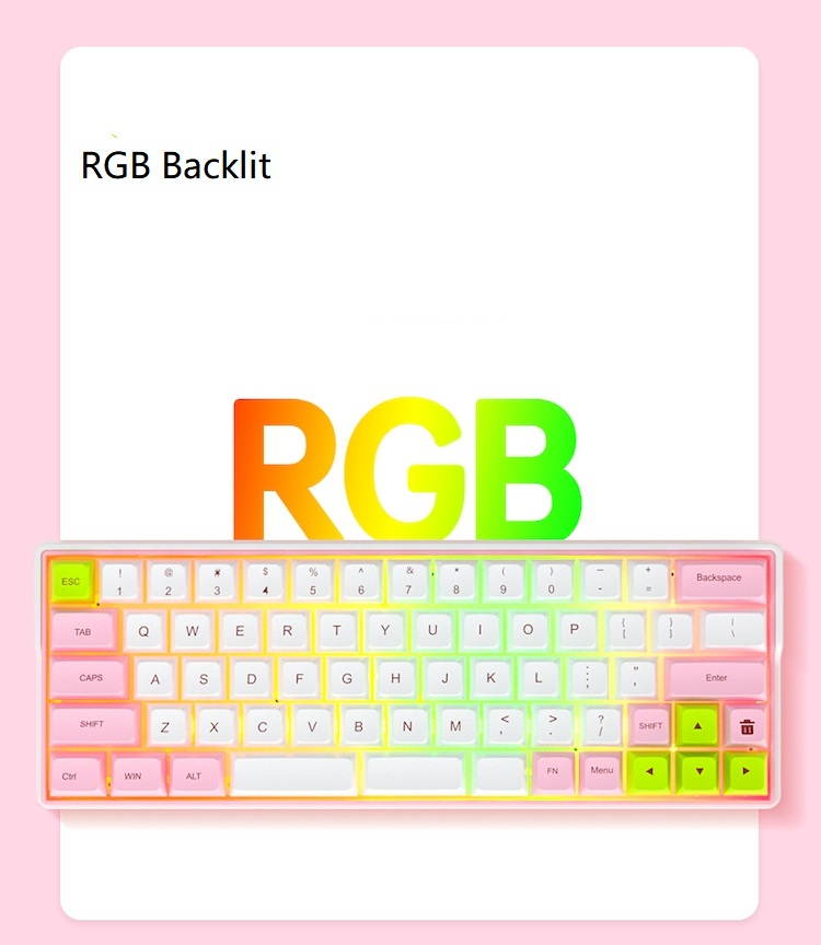 KEMOVE Snowfox Bluetooth 5.1 Wireless/Wired 60% Mechanical Keyboard - RGB Backlit 61 Keys Keyboard - Hot Swappable, PBT Keycap, Full Keys Programmable - White (Gateron Mechanical Switch)