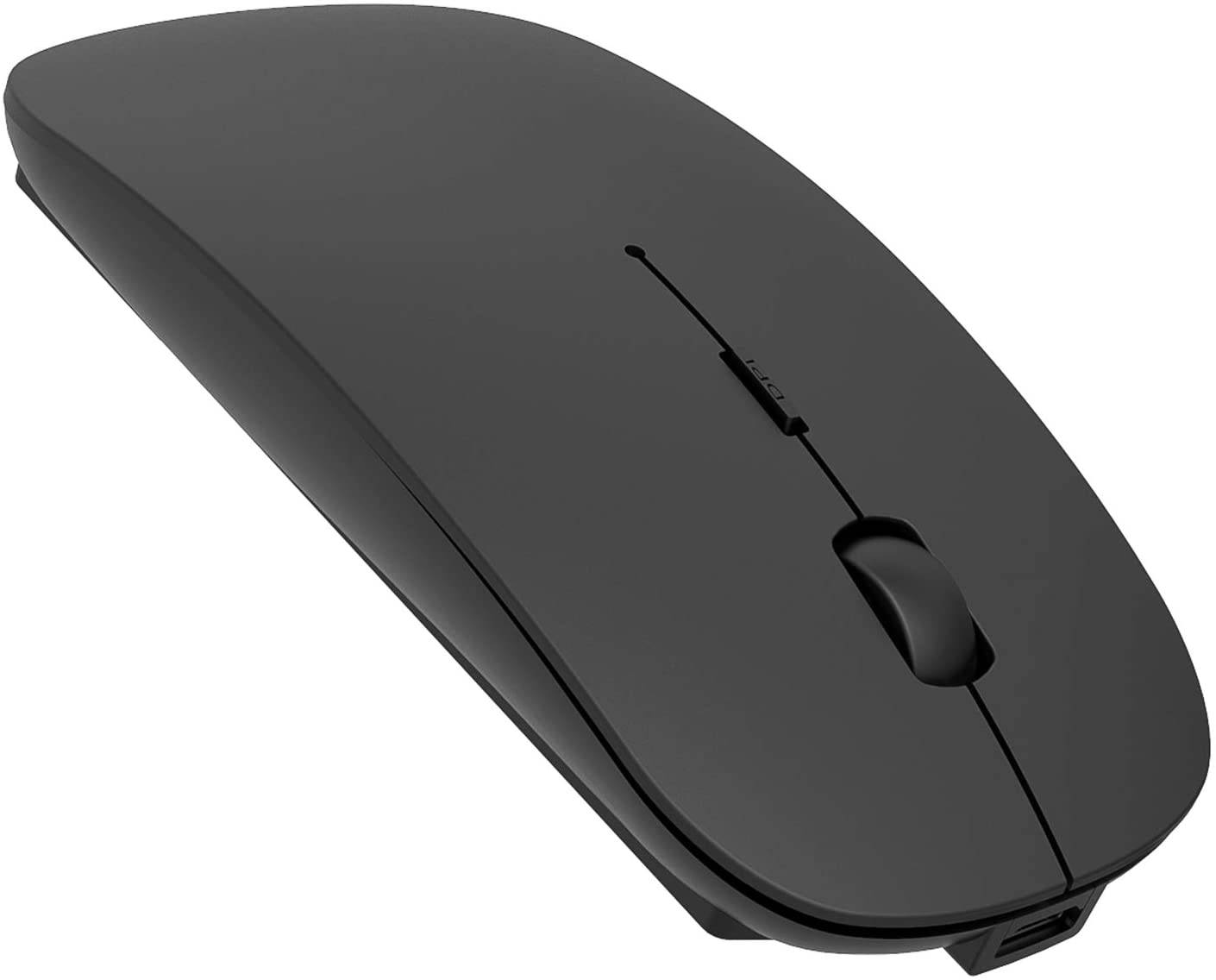 2.4GHz Wireless Bluetooth Mouse, 3 Adjustable DPI, Dual Mode Slim Rechargeable Wireless Mouse Silent USB Mice,Compatible for Laptop Windows Mac Android MAC PC Computer (Silver)