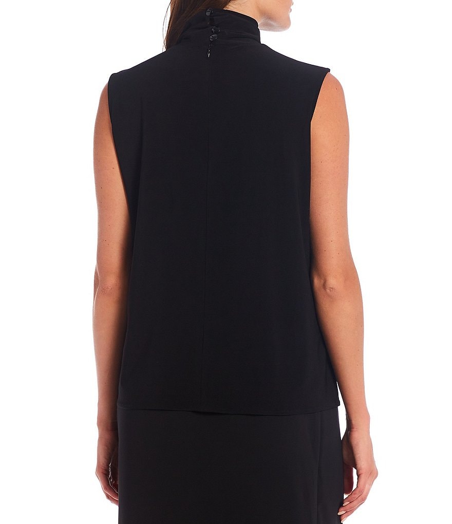Caroline Rose Stretch Knit Jersey Mock Neck Sleeveless Shell