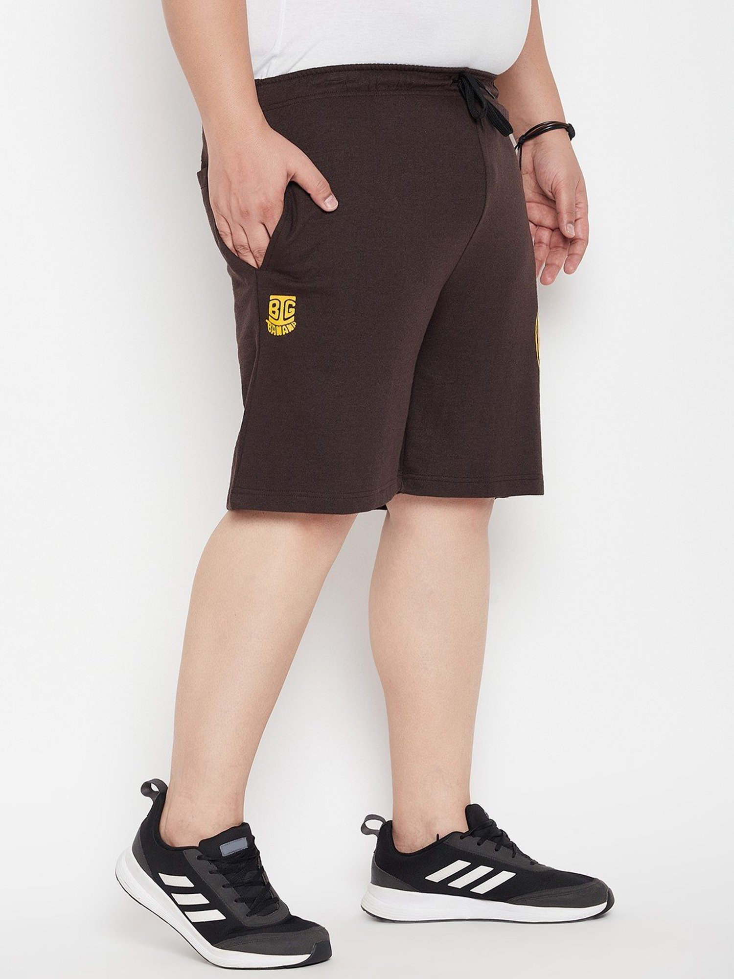 Bigbanana Dark Brown Regular Fit Printed Shorts